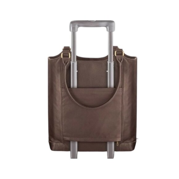 Solo Executive 16” Leather Bucket Tote Espresso One Size Travel Minimalist Large - Picture 16 of 16